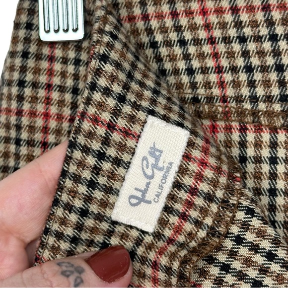 Brandy Melville Cara Glen Plaid Stretch Side Slit High Rise Mini Skirt Brown - Picture 10 of 13